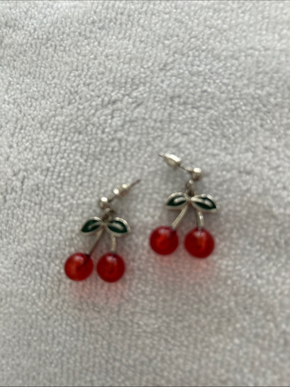Cherry Drop Dangle Earrings - Red and Green AND strawberry Drop Earrings. - Picture 2 of 8